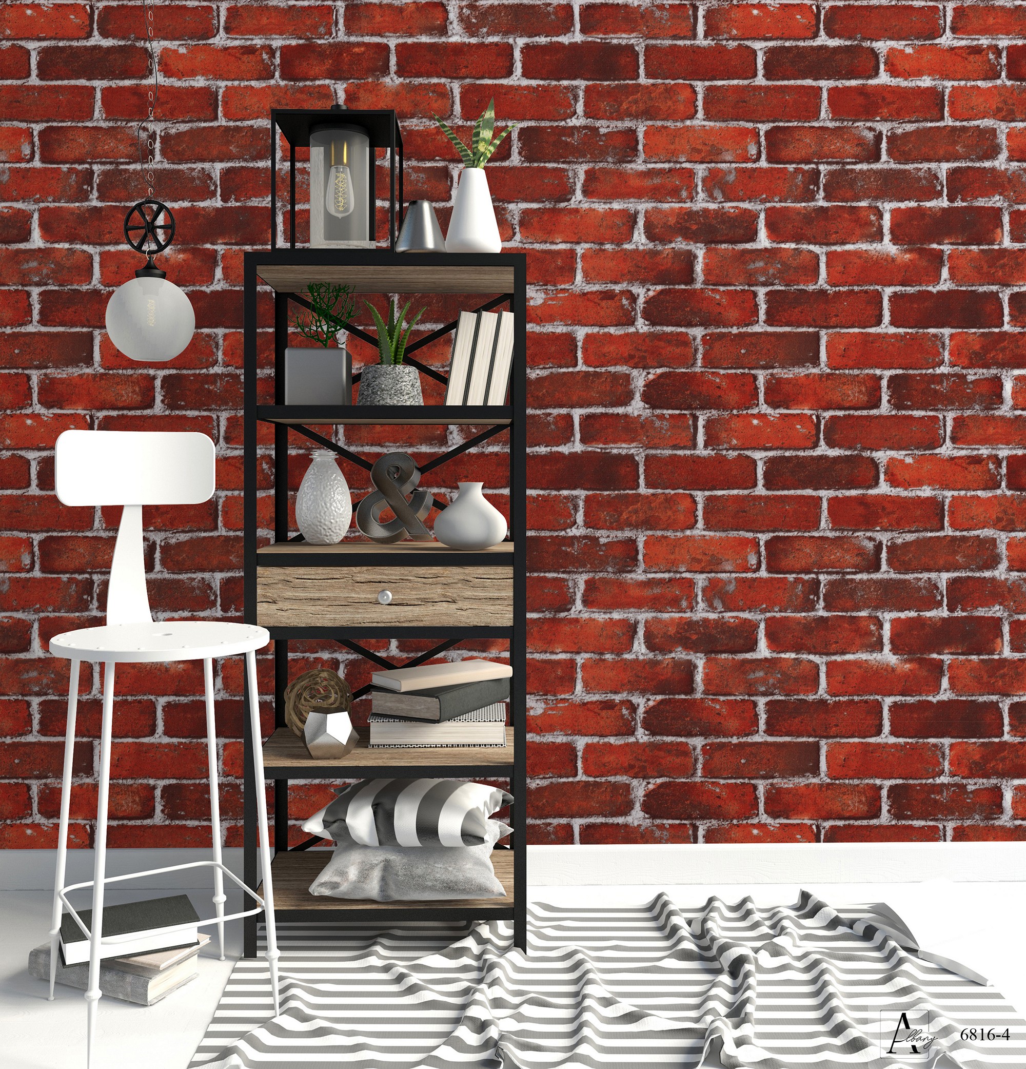 Giấy dán tường giả gạch Albany 6816-4 